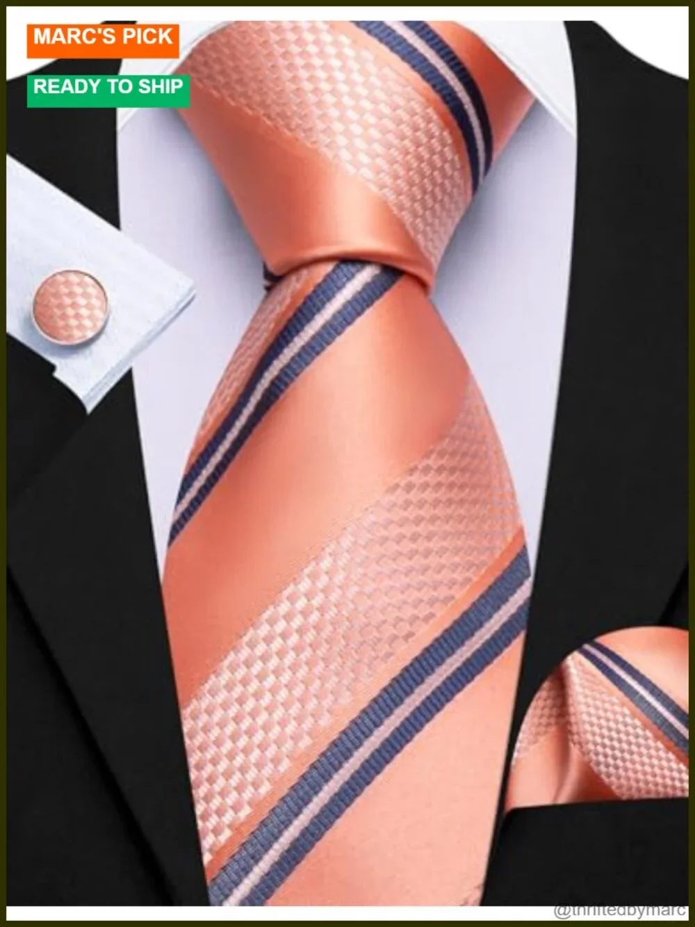 Men's Silk Paisley Tie Set with Pocket Square Cufflinks 6 Piece Formal